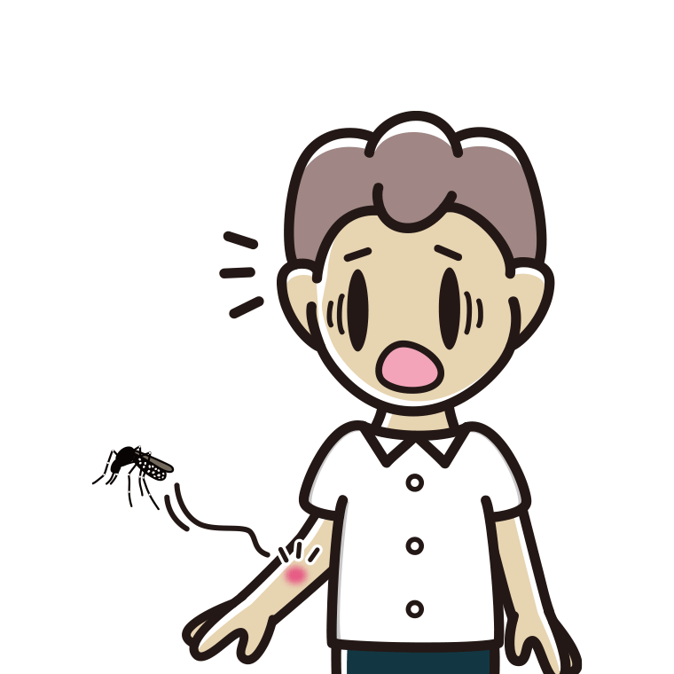 蚊に刺される男子中学生のイラスト【色あり、背景なし】透過PNG