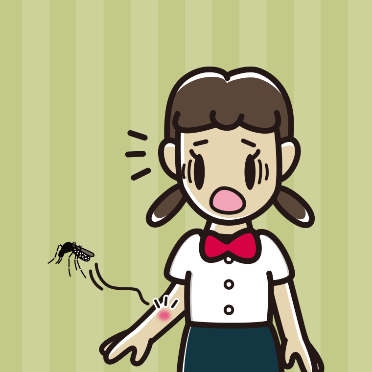 蚊に刺される女子中学生のイラスト【色、背景あり】PNG