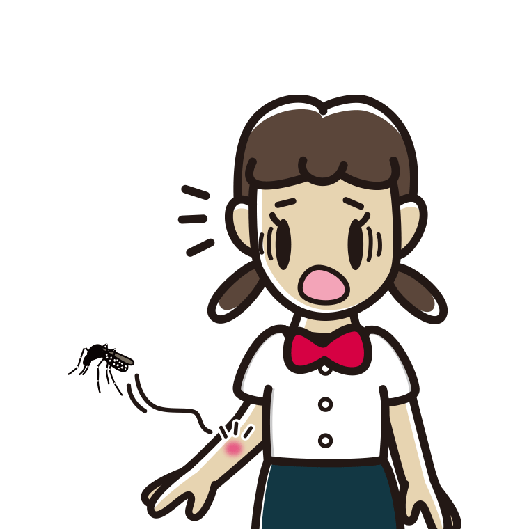 蚊に刺される女子中学生のイラスト【色あり、背景なし】透過PNG