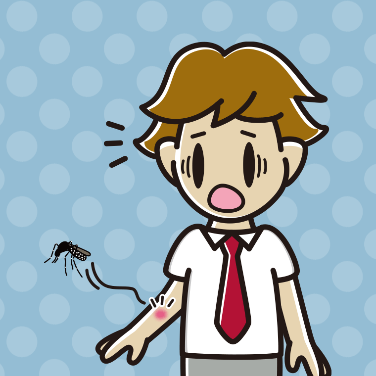 蚊に刺される男子高校生のイラスト【色、背景あり】PNG