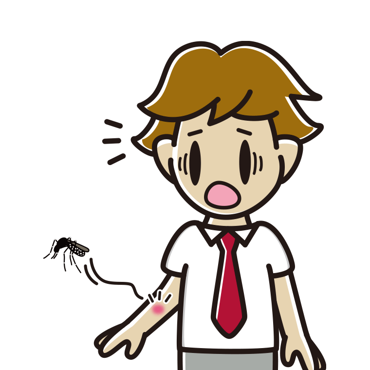 蚊に刺される男子高校生のイラスト【色あり、背景なし】透過PNG
