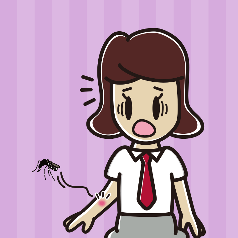 蚊に刺される女子高校生のイラスト【色、背景あり】PNG