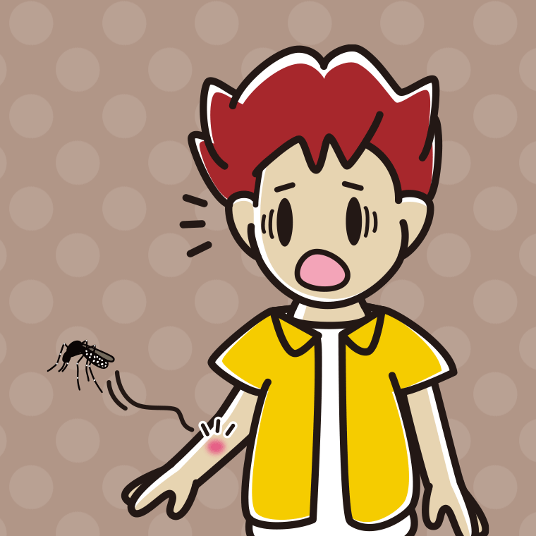 蚊に刺される男子大学生のイラスト【色、背景あり】PNG