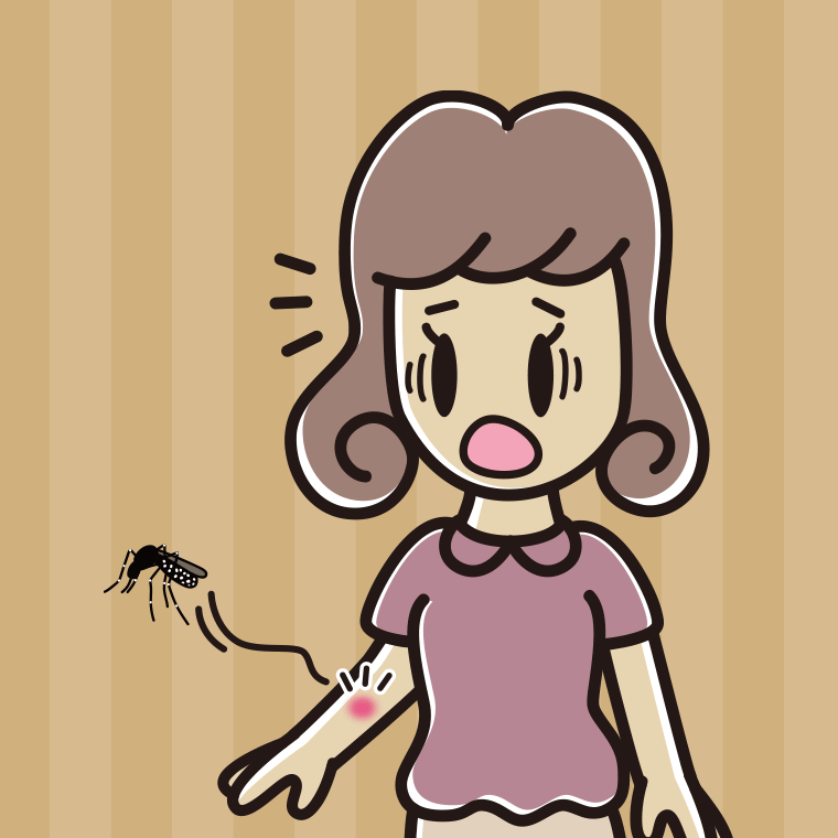 蚊に刺される女子大学生のイラスト【色、背景あり】PNG