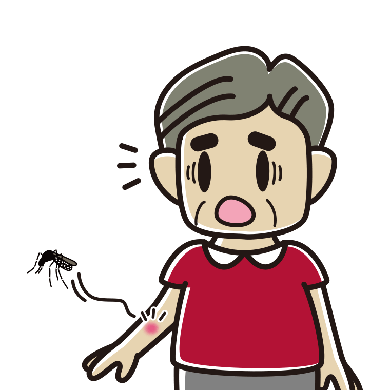 蚊に刺されるおじさんのイラスト【色あり、背景なし】透過PNG