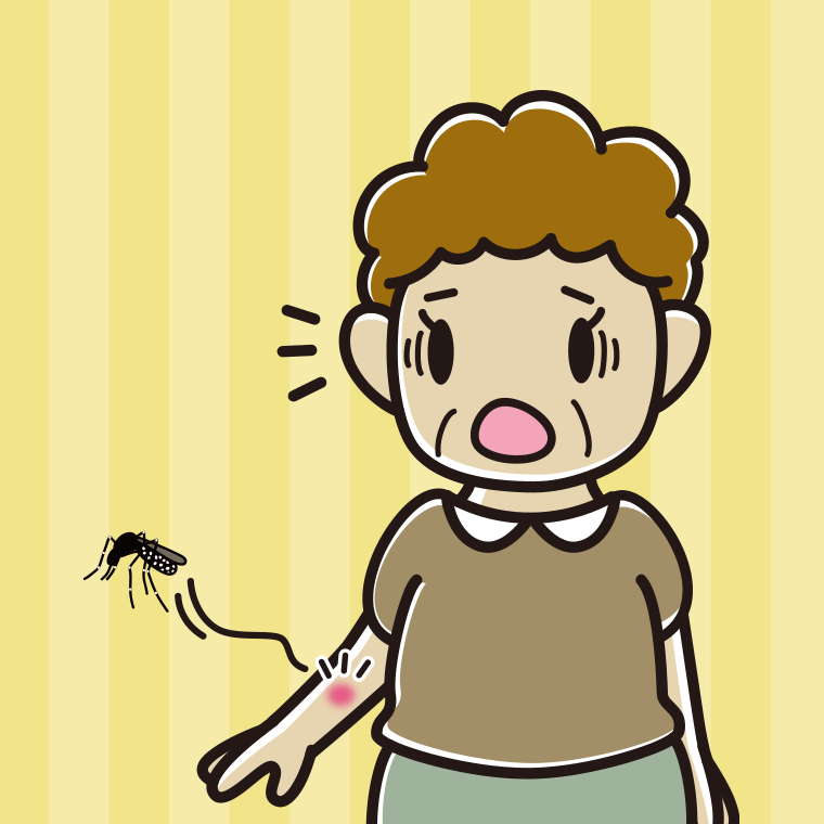 【フリー素材】蚊に刺されるおばさんのイラスト