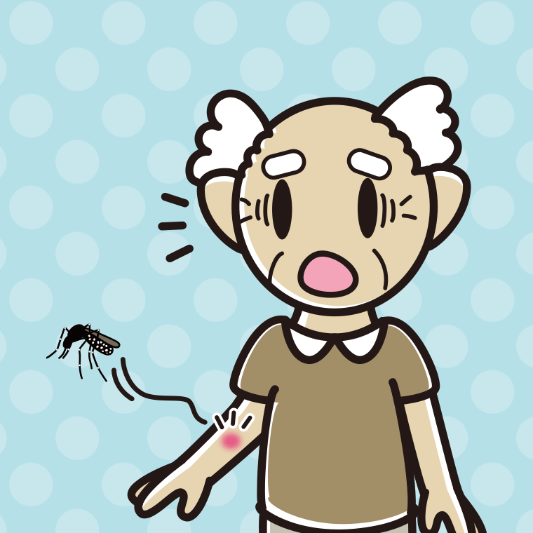 【フリー素材】蚊に刺されるおじいさんのイラスト