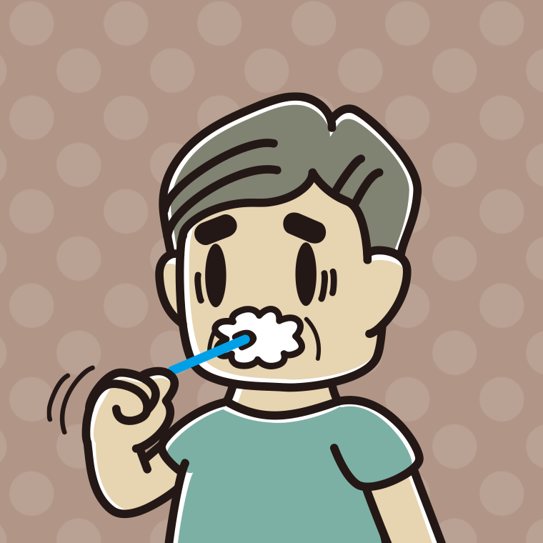 【フリー素材】歯磨きで困るおじさんのイラスト