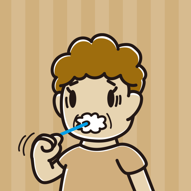 【フリー素材】歯磨きで困るおばさんのイラスト