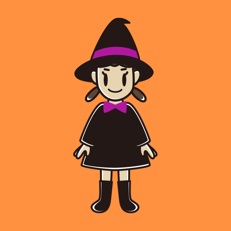 ハロウィンのコスプレをする女子中学生のイラスト【色、背景あり】PNG