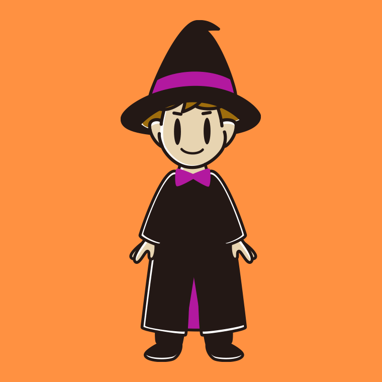 ハロウィンのコスプレをする男子高校生のイラスト【色、背景あり】PNG