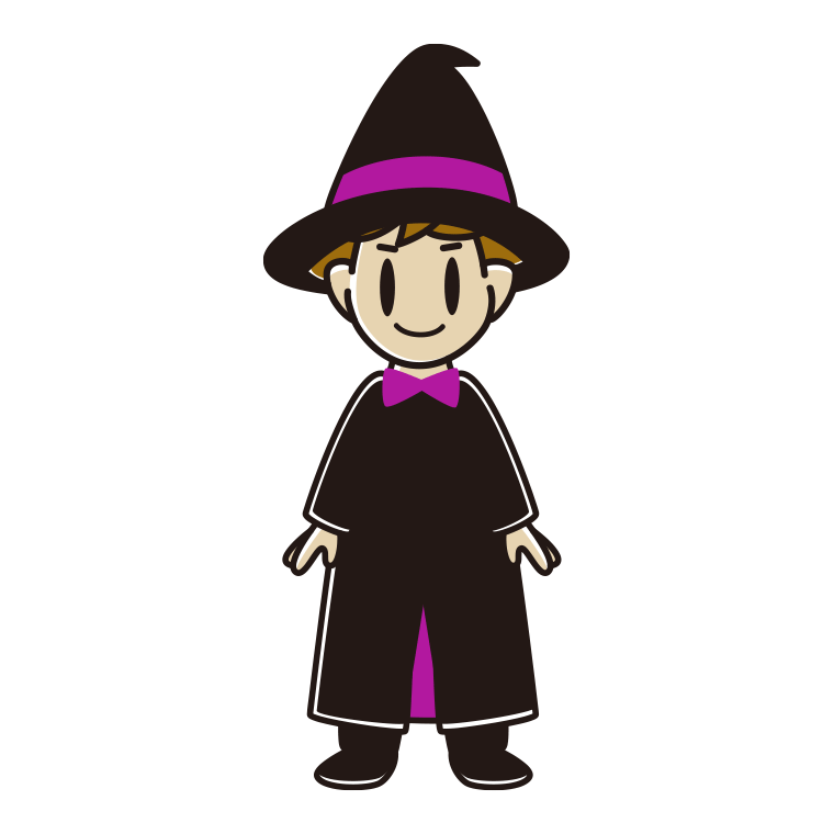 ハロウィンのコスプレをする男子高校生のイラスト【色あり、背景なし】透過PNG