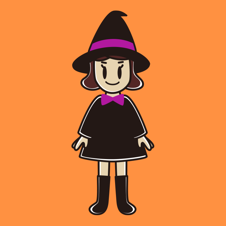 ハロウィンのコスプレをする女子高校生のイラスト【色、背景あり】PNG