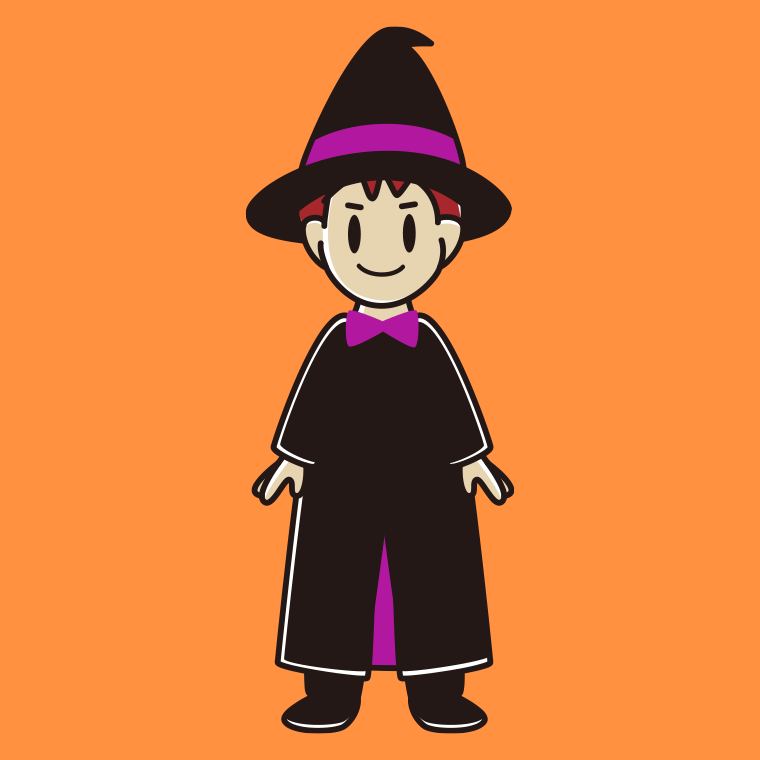 ハロウィンのコスプレをする男子大学生のイラスト【色、背景あり】PNG