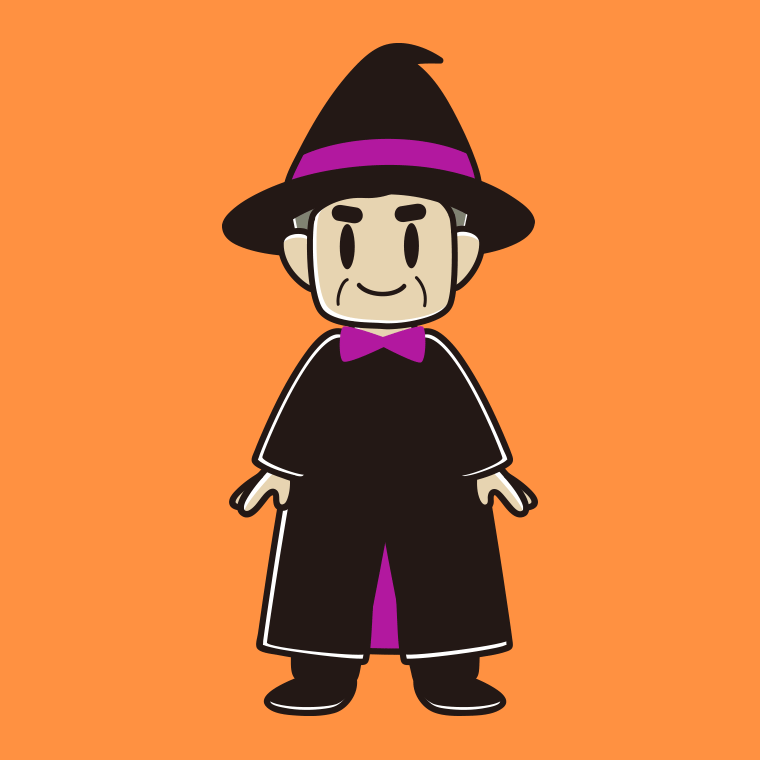 ハロウィンのコスプレをするおじさんのイラスト【色、背景あり】PNG
