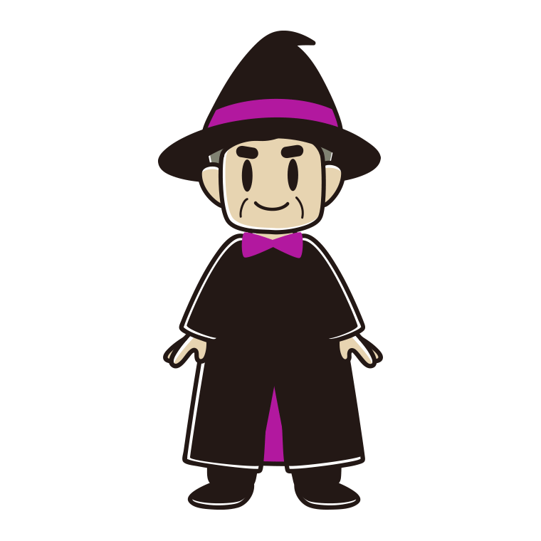 ハロウィンのコスプレをするおじさんのイラスト【色あり、背景なし】透過PNG