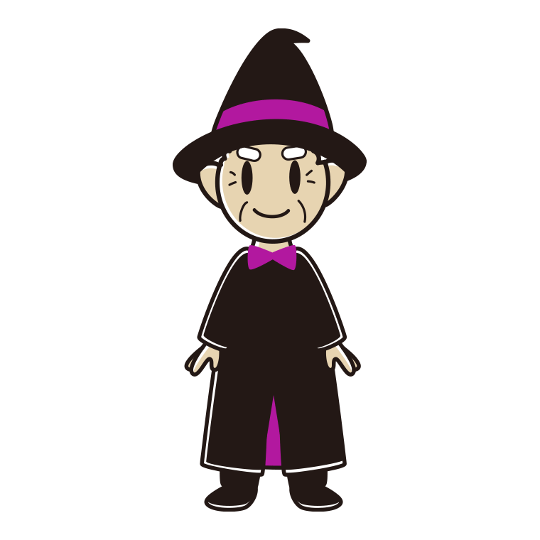 ハロウィンのコスプレをするおじいさんのイラスト【色あり、背景なし】透過PNG