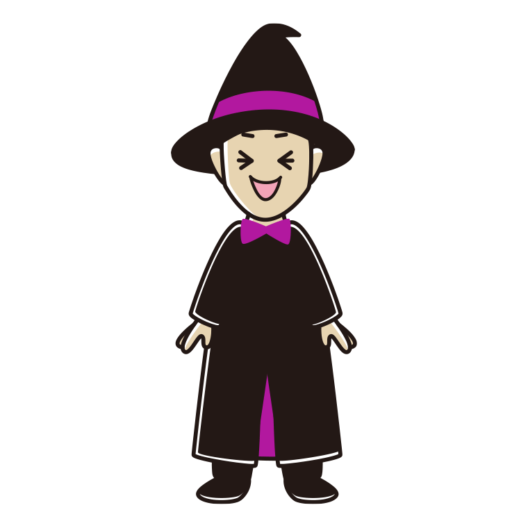 笑うハロウィンのコスプレ姿の男性のイラスト【色あり、背景なし】透過PNG