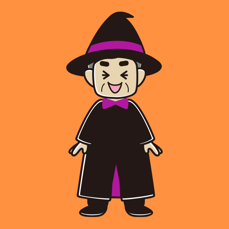 笑うハロウィンのコスプレ姿のおじさんのイラスト【色、背景あり】PNG
