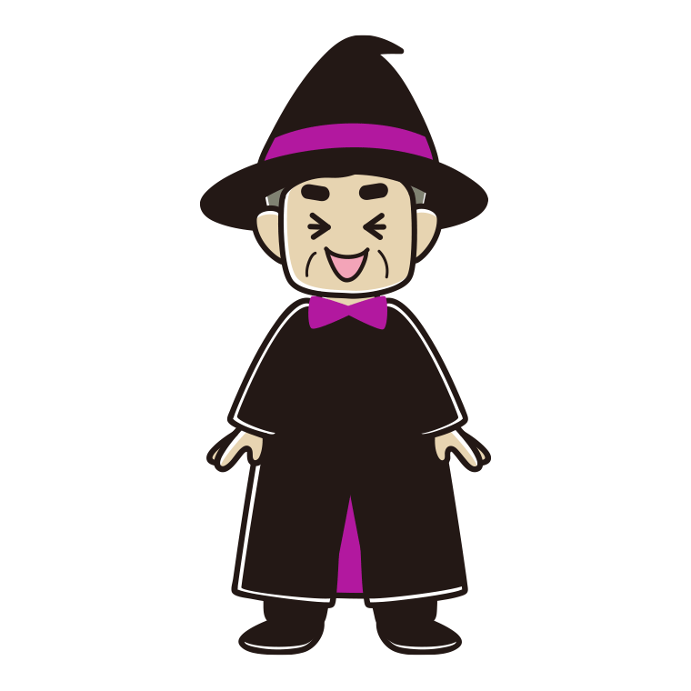 笑うハロウィンのコスプレ姿のおじさんのイラスト【色あり、背景なし】透過PNG