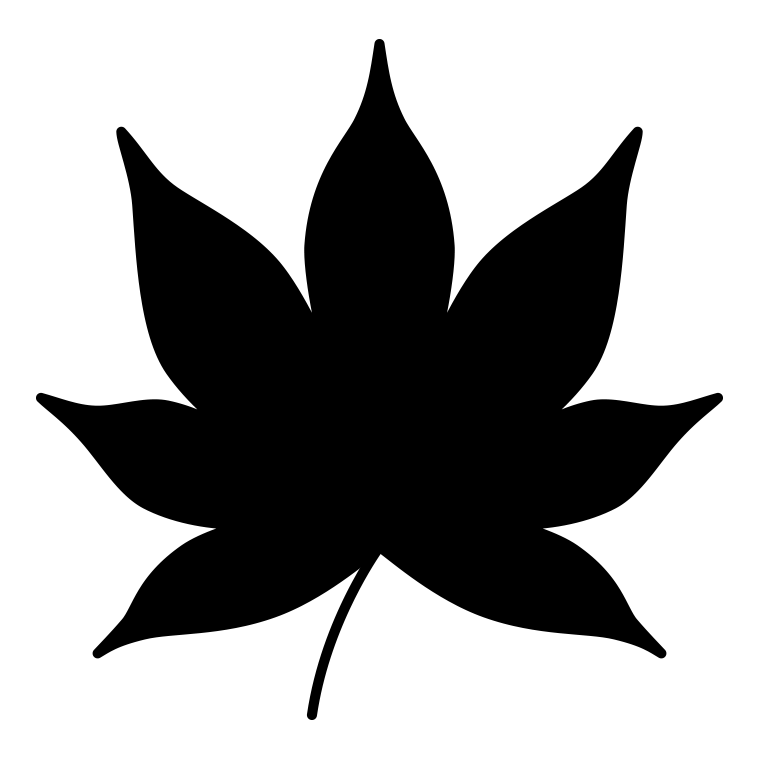 紅葉の葉っぱのイラスト02（オオモミジ）【モノクロ】透過PNG