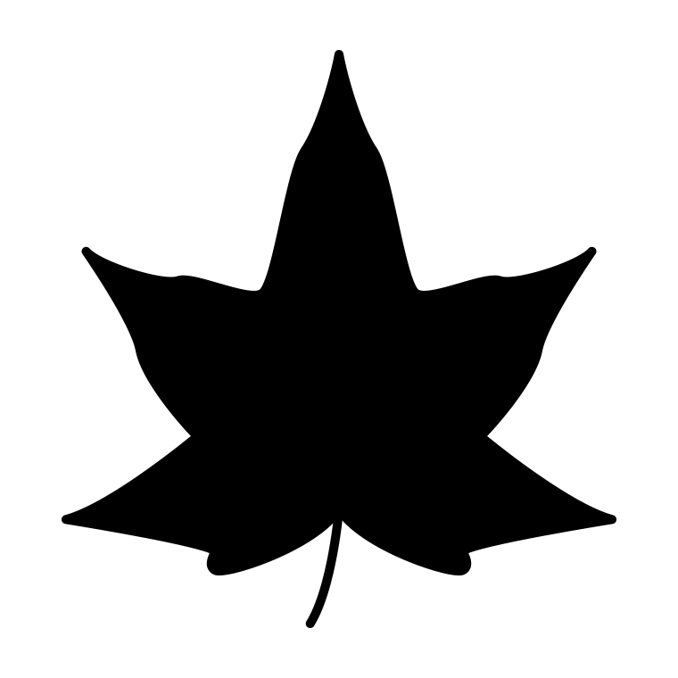 紅葉の葉っぱのイラスト08（モミジバフウ）【モノクロ】透過PNG