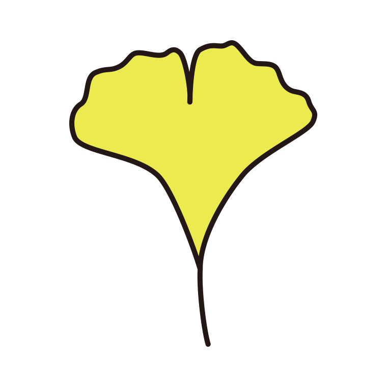 紅葉の葉っぱのイラスト09（イチョウ）【色あり、背景なし】透過PNG