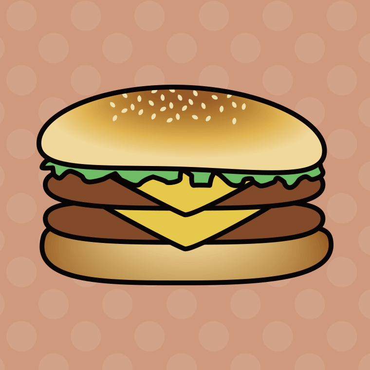 【イラスト・アイコン素材】ハンバーガーのイラスト07（ダブルチーズバーガー）