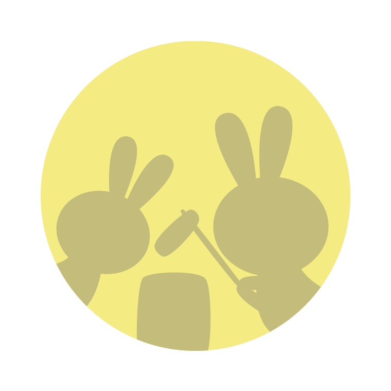餅つきをするうさぎのイラスト（お月見・十五夜）【色あり、背景なし】透過PNG