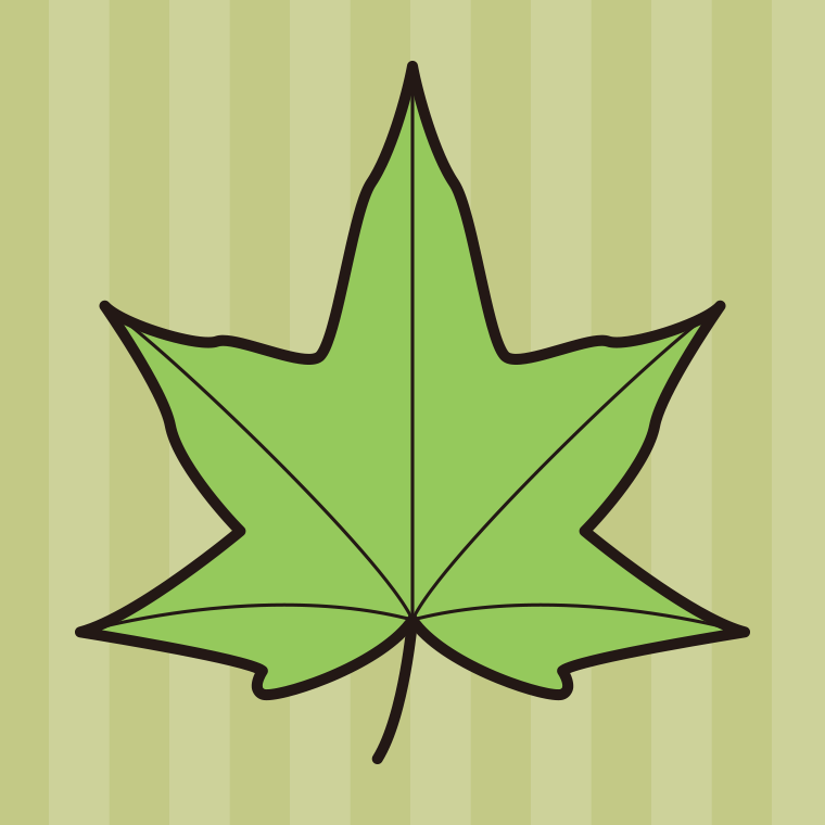 【イラスト・アイコン素材】紅葉の葉っぱ（緑色）のイラスト08（モミジバフウ）