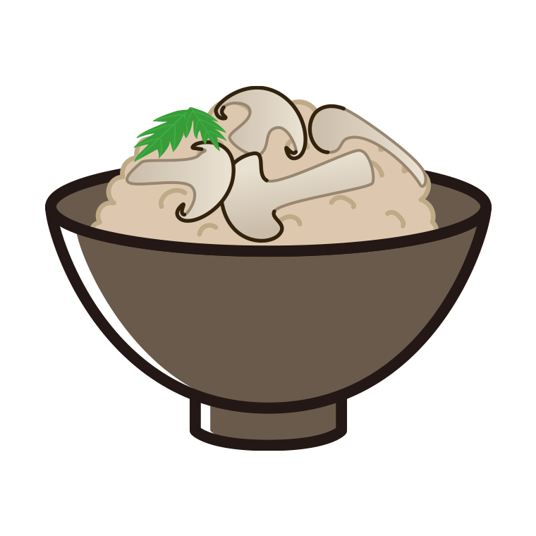 松茸ごはんのイラスト【色あり、背景なし】透過PNG