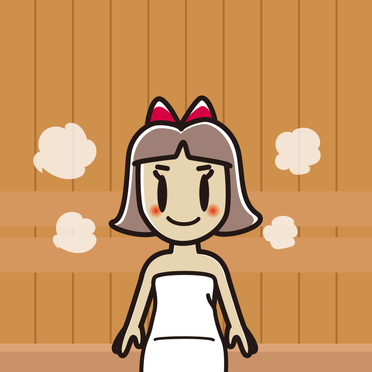 サウナに入る小学生女子のイラスト【色、背景あり】PNG
