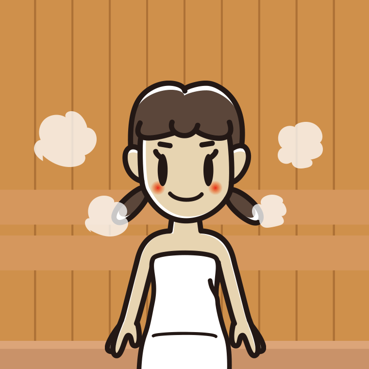 サウナに入る女子中学生のイラスト【色、背景あり】PNG