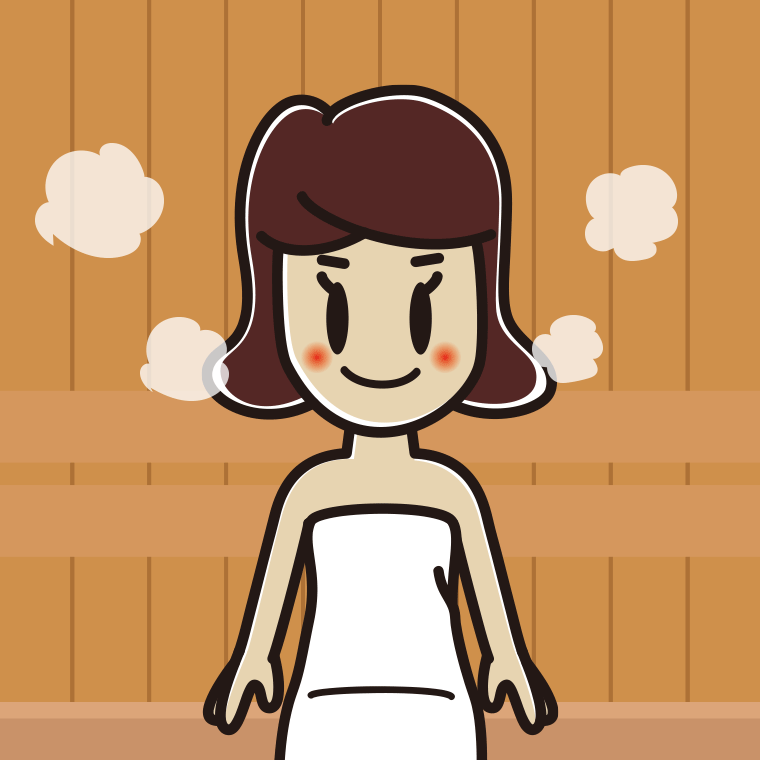 サウナに入る女子高校生のイラスト【色、背景あり】PNG
