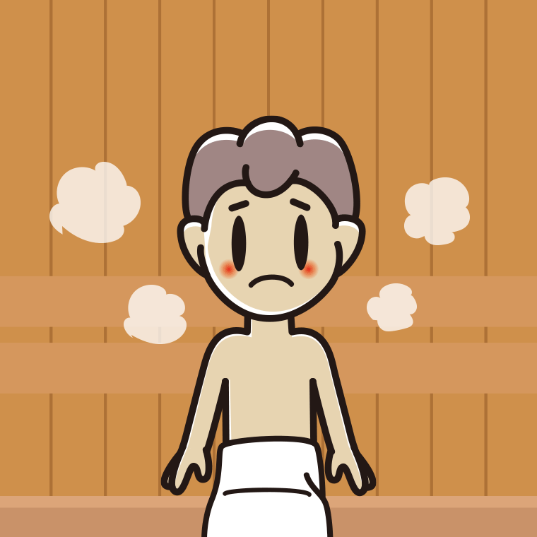 サウナで困る男子中学生のイラスト【色、背景あり】PNG