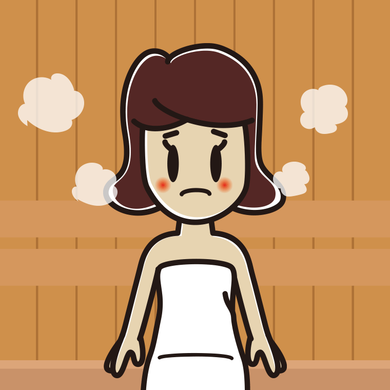 サウナで困る女子高校生のイラスト【色、背景あり】PNG