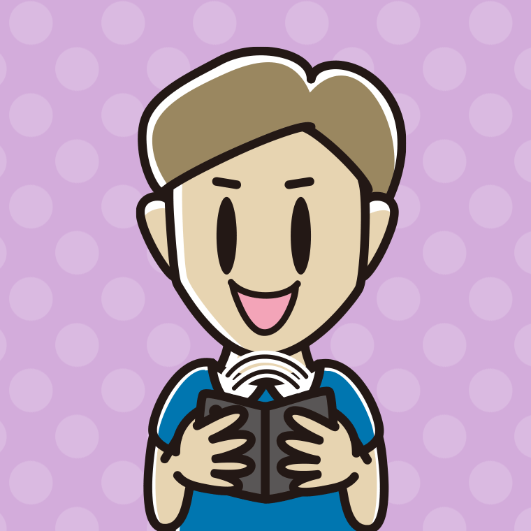 折りたたみスマホを使う男性のイラスト【色、背景あり】PNG