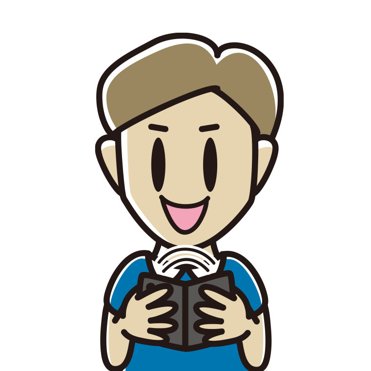 折りたたみスマホを使う男性のイラスト【色あり、背景なし】透過PNG