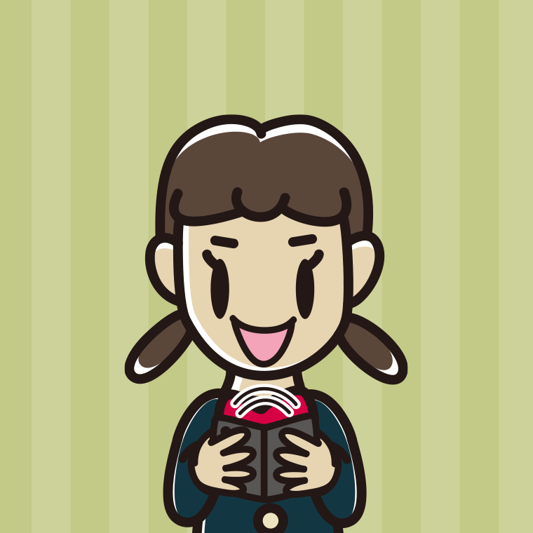 折りたたみスマホを使う女子中学生のイラスト【色、背景あり】PNG