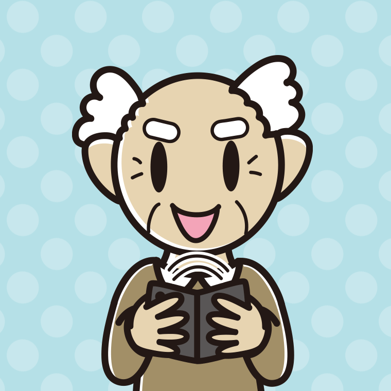折りたたみスマホを使うおじいさんのイラスト【色、背景あり】PNG