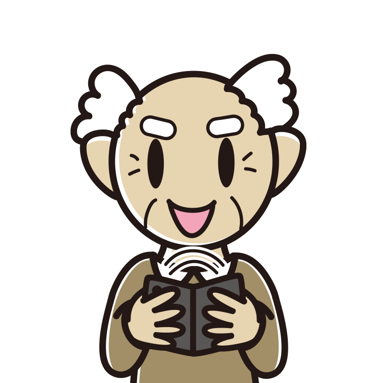 折りたたみスマホを使うおじいさんのイラスト【色あり、背景なし】透過PNG