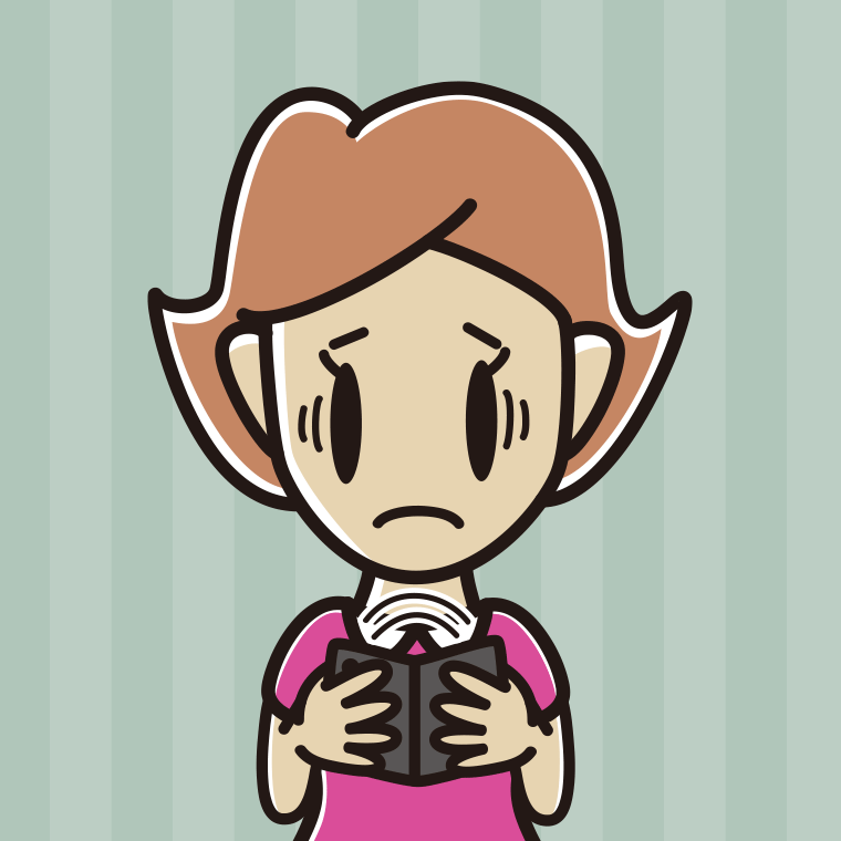 折りたたみスマホで困る女性のイラスト【色、背景あり】PNG