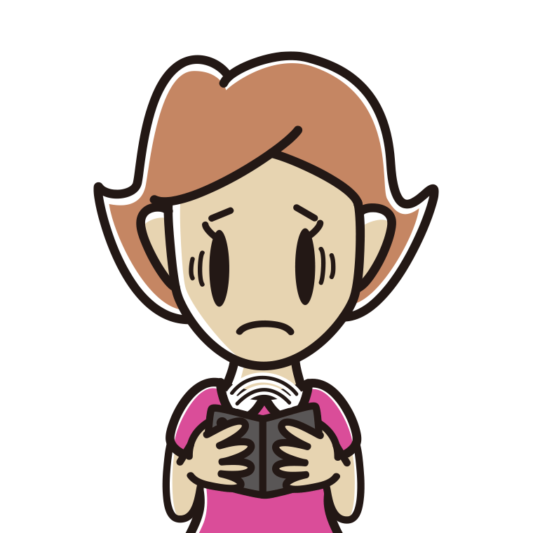 折りたたみスマホで困る女性のイラスト【色あり、背景なし】透過PNG