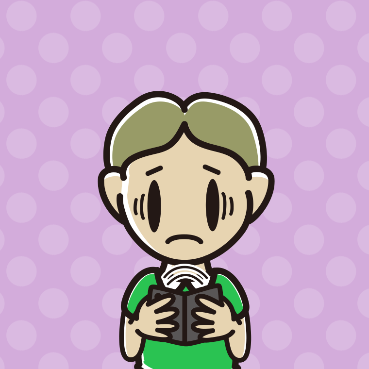 折りたたみスマホで困る小学生男子のイラスト【色、背景あり】PNG