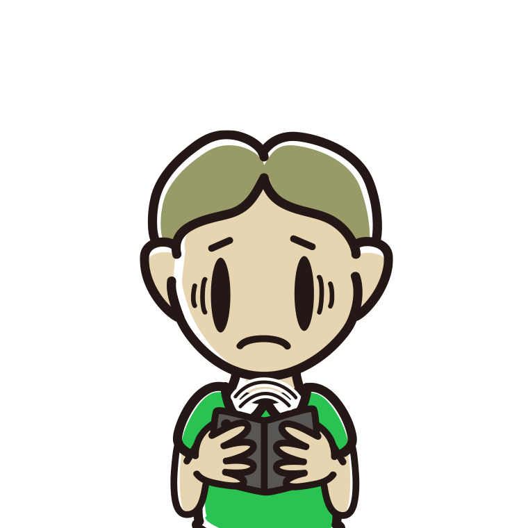 折りたたみスマホで困る小学生男子のイラスト【色あり、背景なし】透過PNG