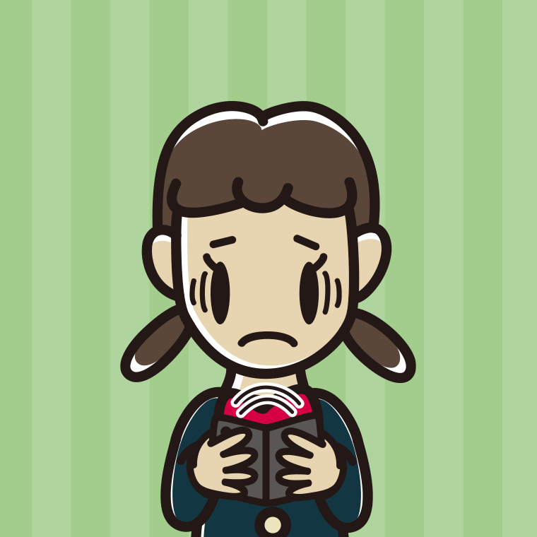 折りたたみスマホで困る女子中学生のイラスト【色、背景あり】PNG