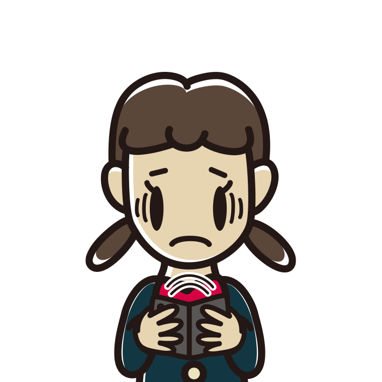 折りたたみスマホで困る女子中学生のイラスト【色あり、背景なし】透過PNG