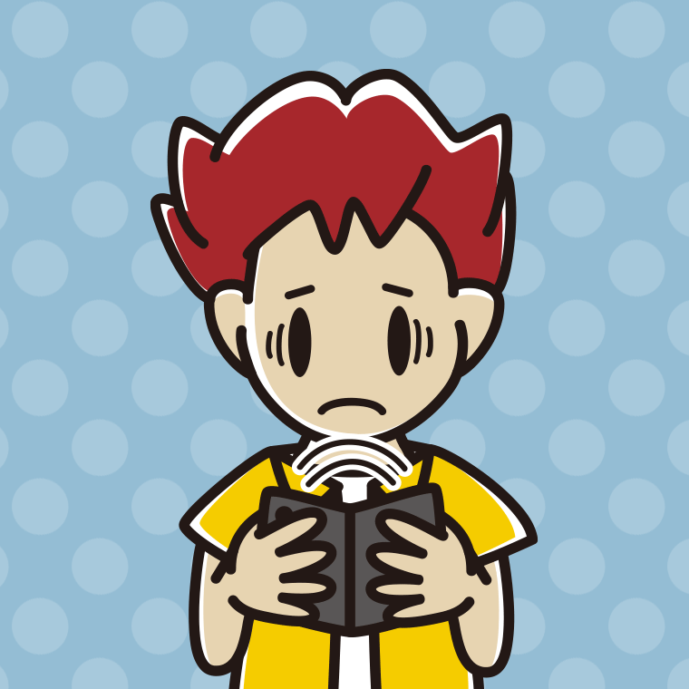 折りたたみスマホで困る男子大学生のイラスト【色、背景あり】PNG