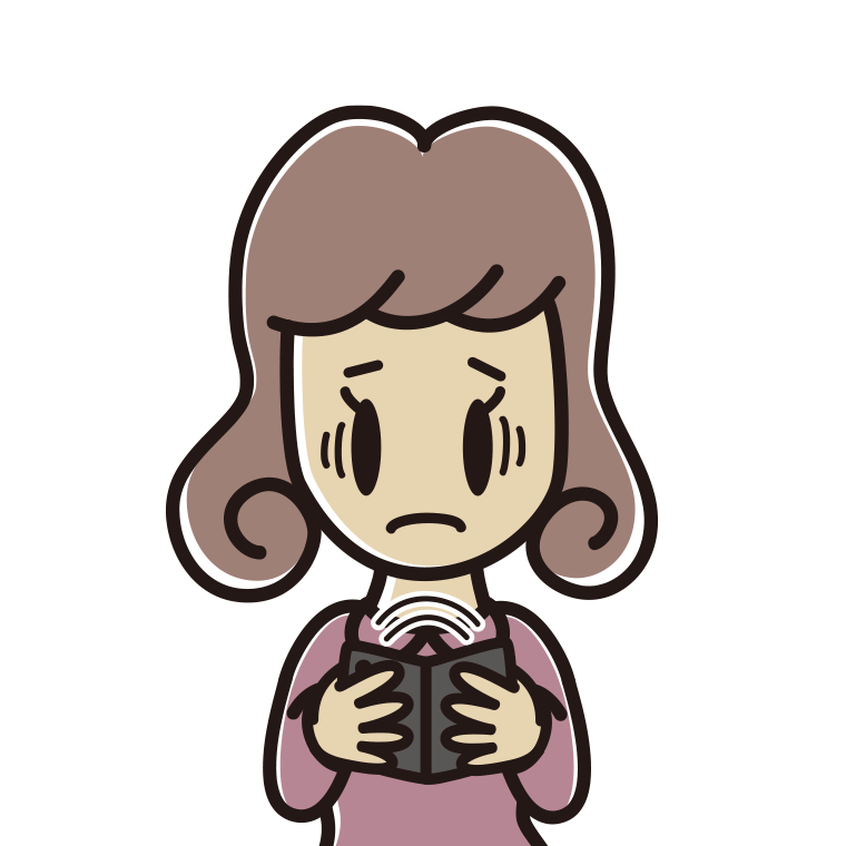 折りたたみスマホで困る女子大学生のイラスト【色あり、背景なし】透過PNG
