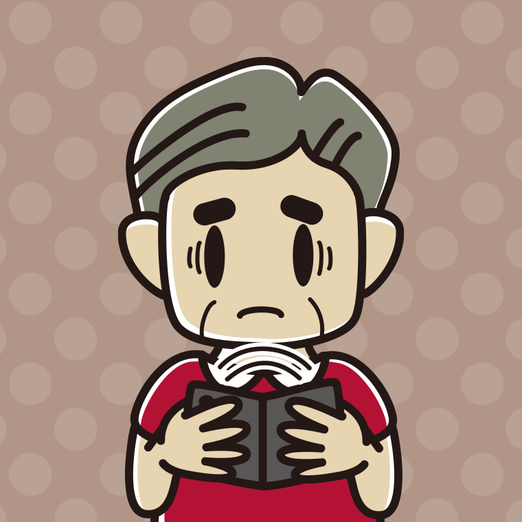 【フリー素材】折りたたみスマホで困るおじさんのイラスト